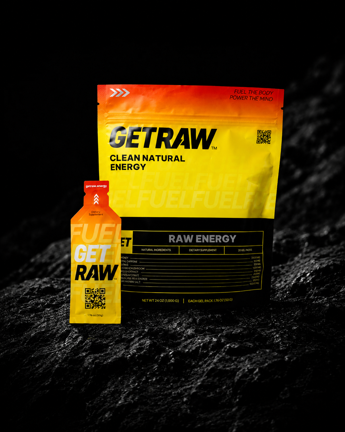 GETRAW Natural Performance Gel | 1 pack (20 pouches)